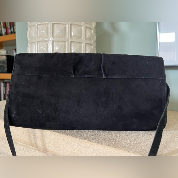 Loriblu Vintage Black Suede Crossbody Clutch Bag